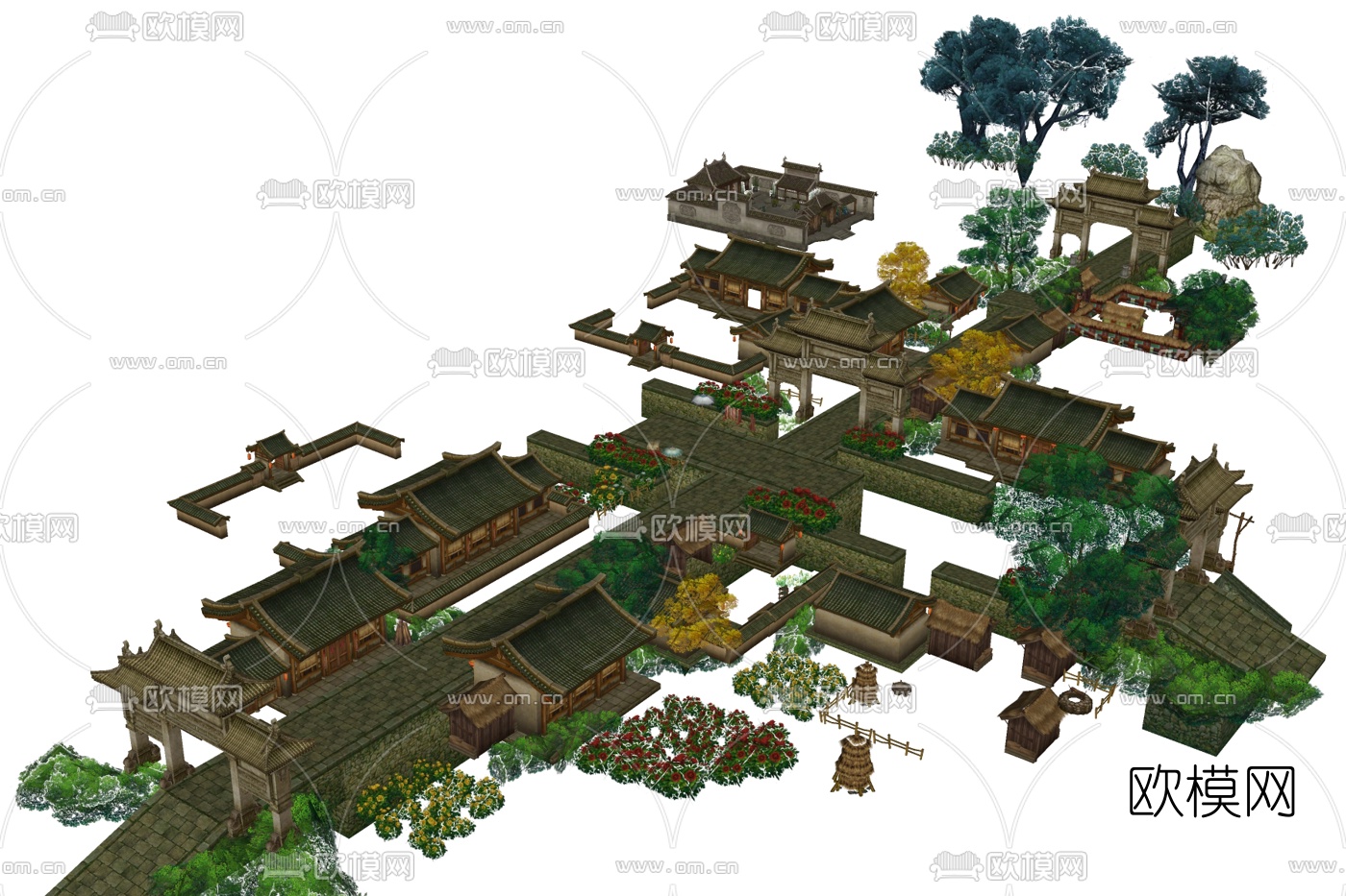 中式古建民房免费su模型下载
