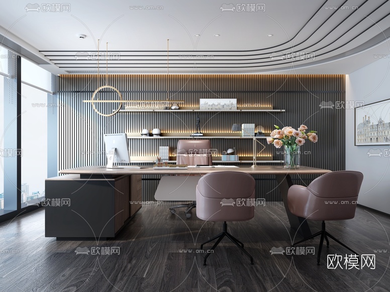现代总经理办公室3d模型下载