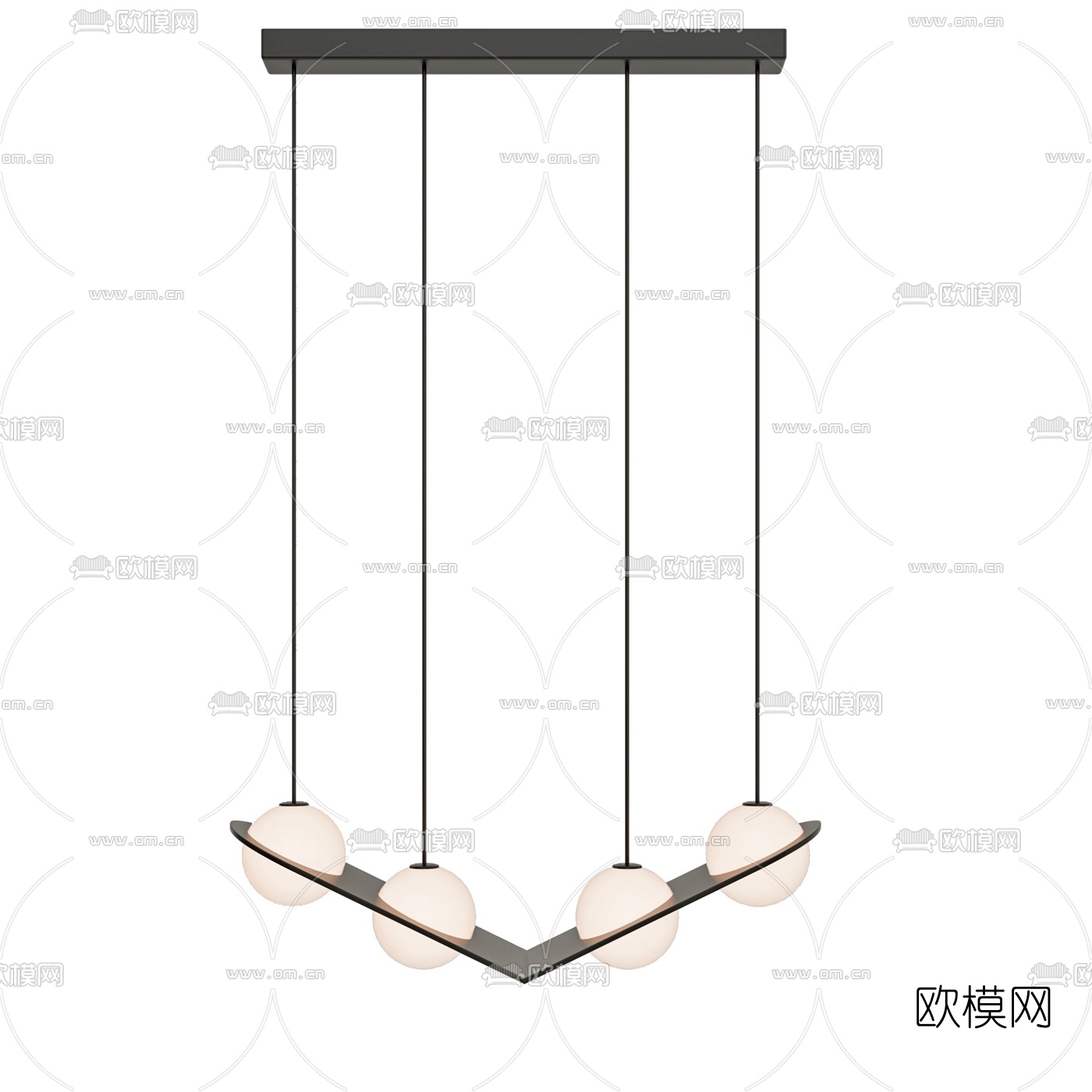 现代简易吊灯组合3d模型