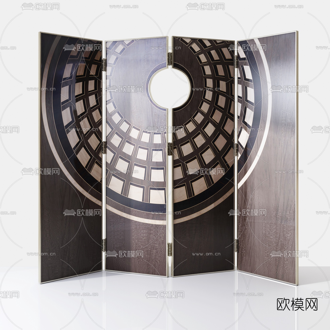 现代实木折叠屏风3d模型