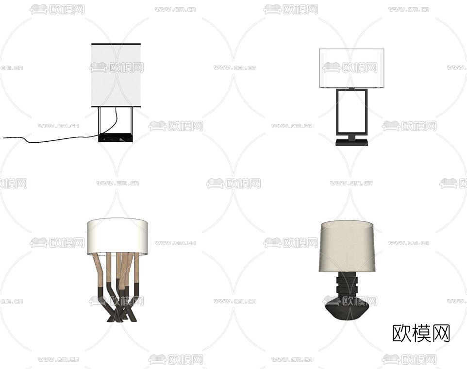 新中式简约台灯su模型下载