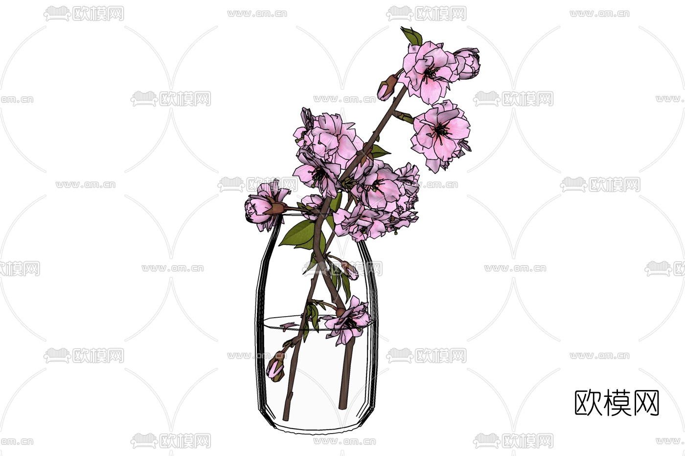 现代花瓶花卉免费su模型下载