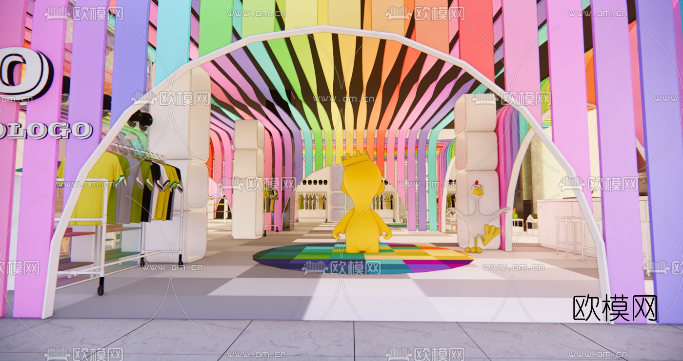 现代儿童服装专卖店su模型