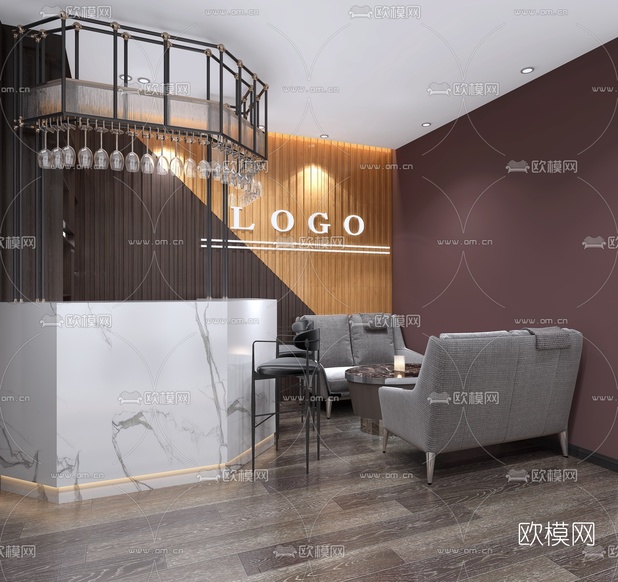现代美发店3d模型下载(渲染图2)