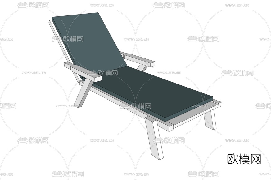 现代实木躺椅免费su模型下载