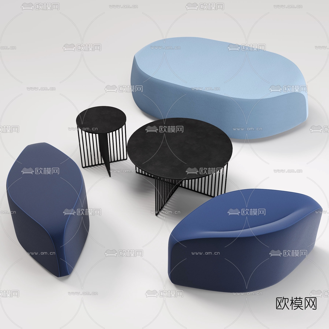现代公共异形沙发3d模型