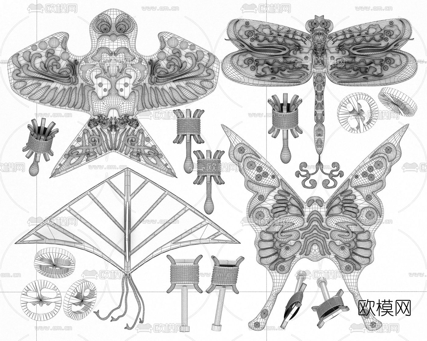 现代玩具风筝3d模型下载（渲染图3）