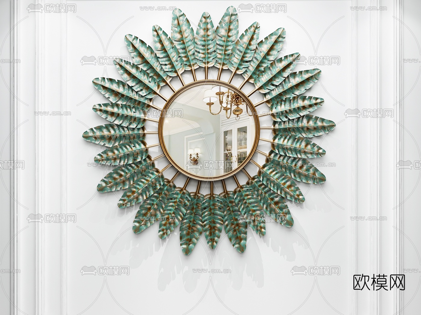 现代金属装饰镜3d模型下载