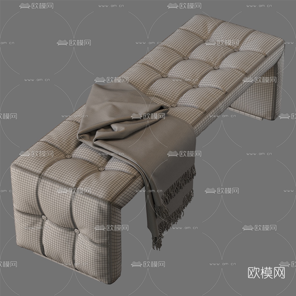 现代皮革脚踏3d模型下载（渲染图3）