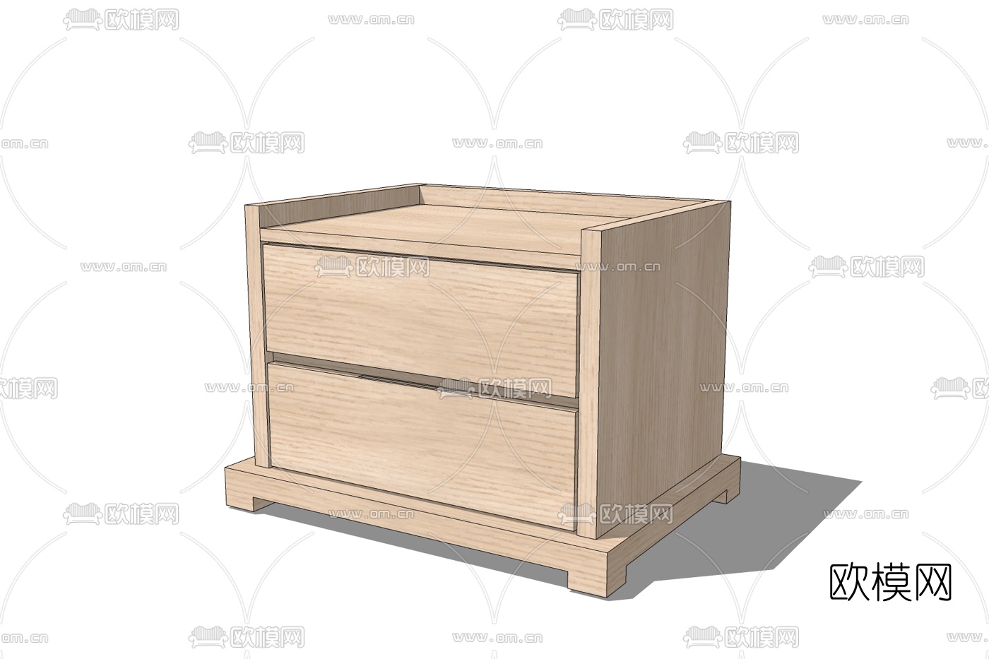 北欧原木床头柜免费su模型下载