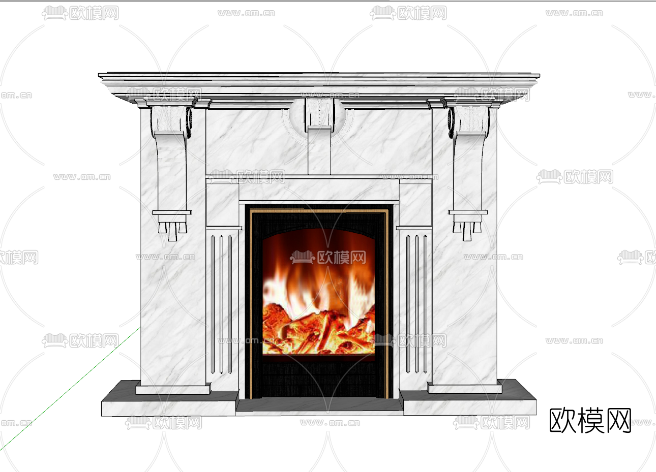 简欧壁炉su模型下载