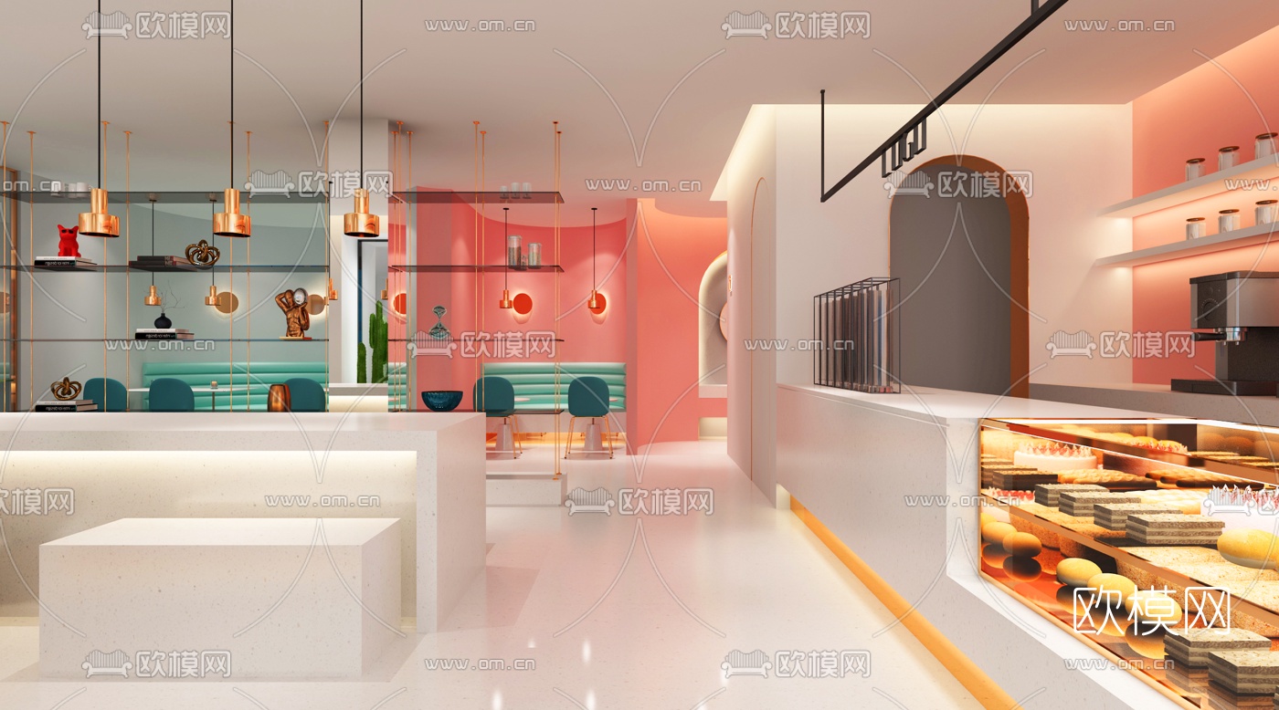 现代网红咖啡店3d模型