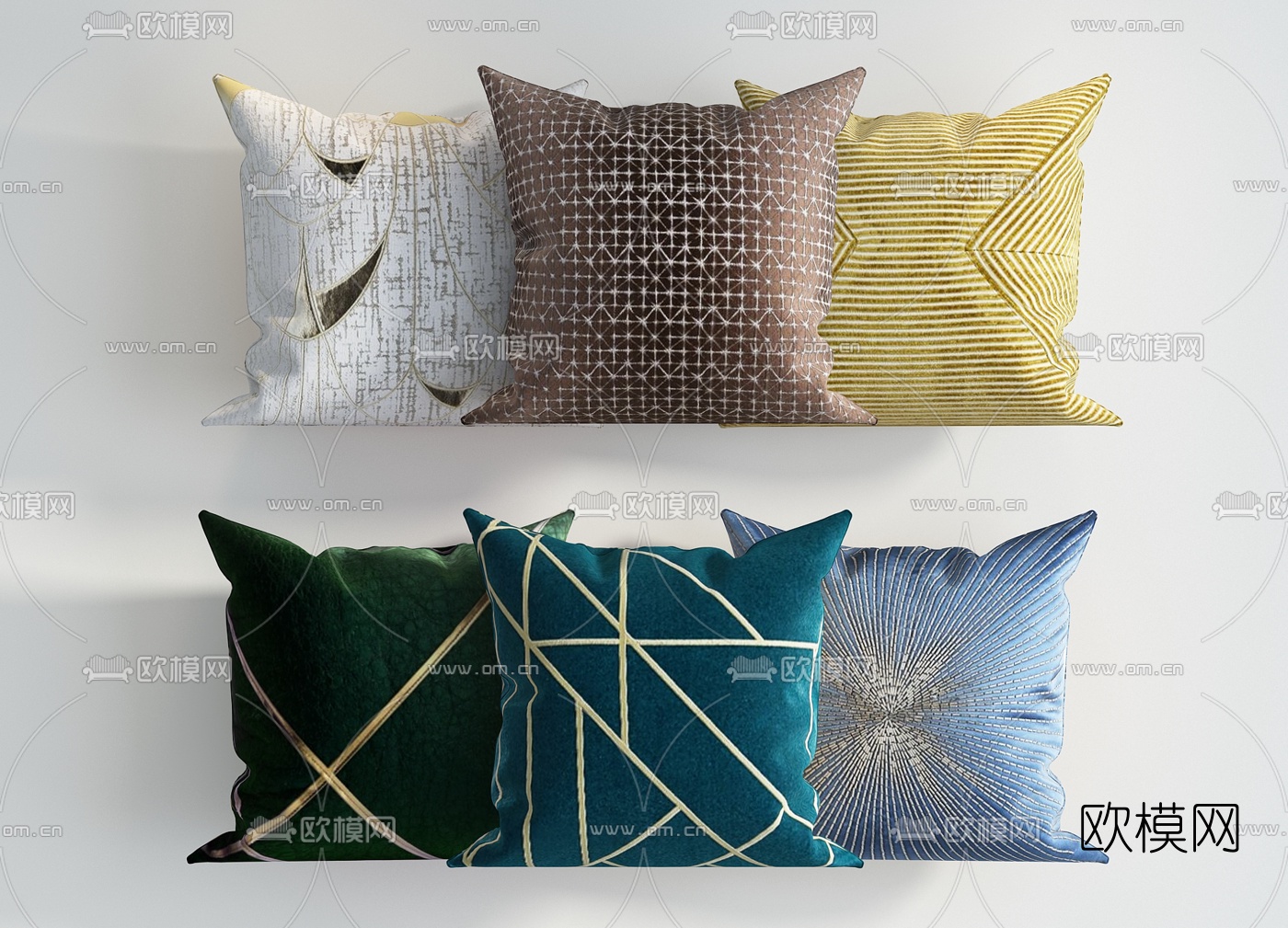 现代布艺抱枕组合3d模型下载