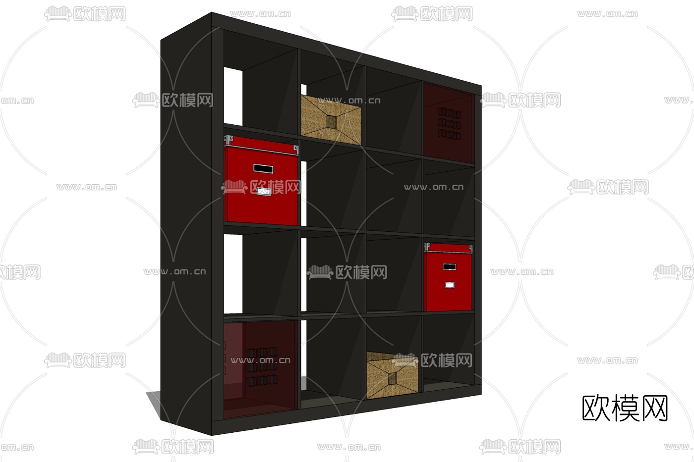 工业风实木装饰柜免费su模型下载