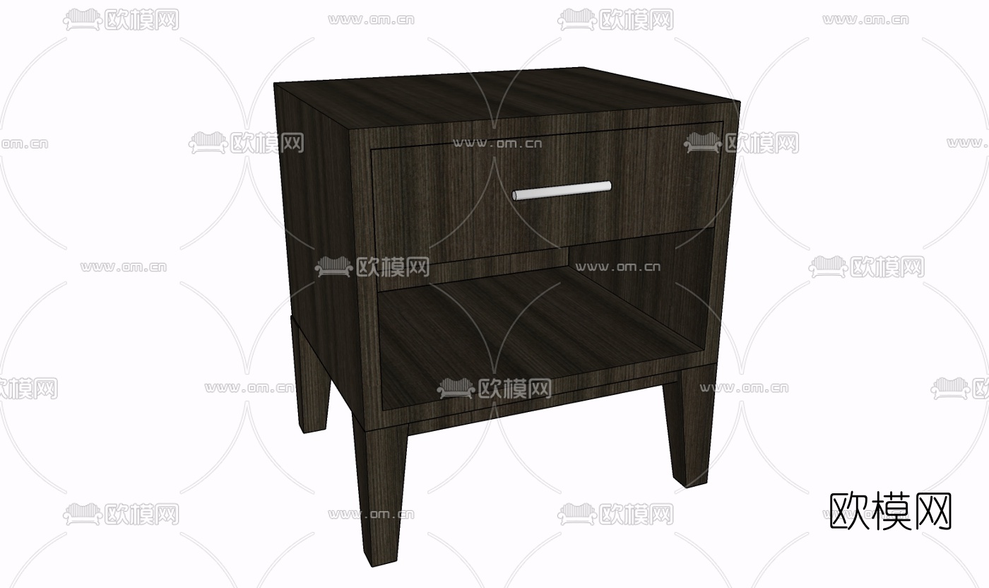 现代实木床头柜免费su模型下载
