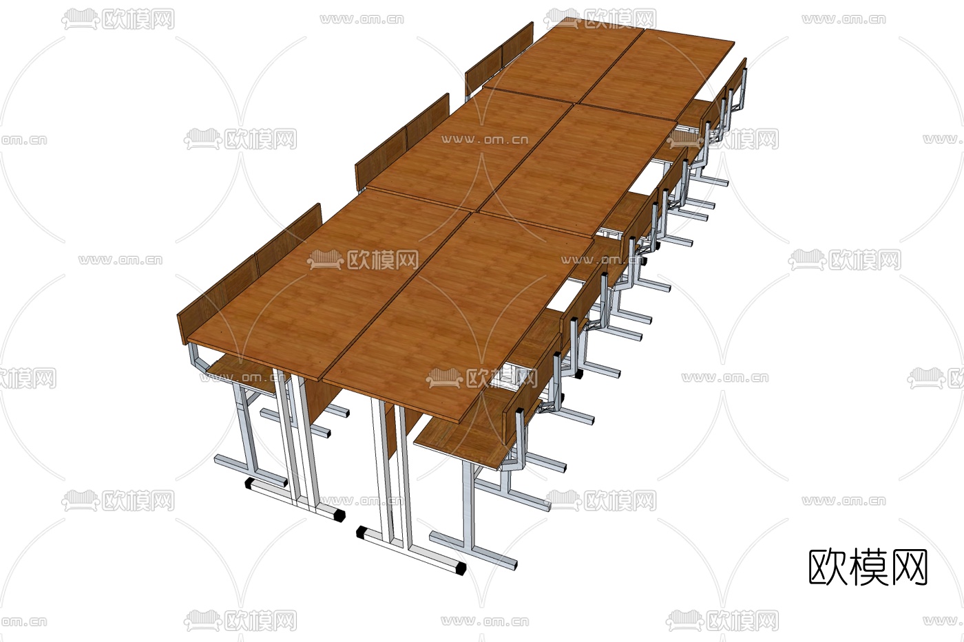 现代课桌椅免费su模型下载