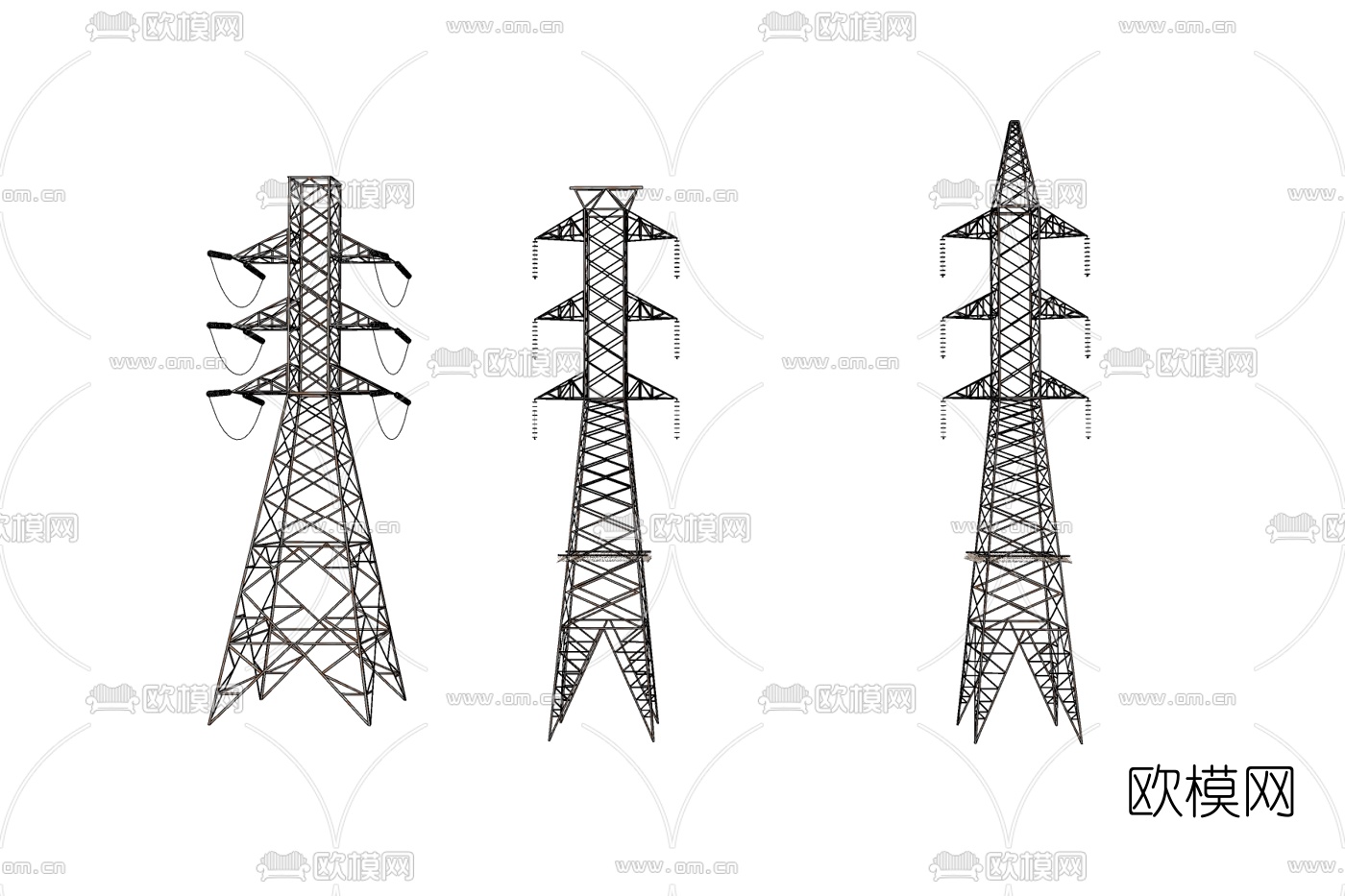 现代高压电线塔免费su模型下载