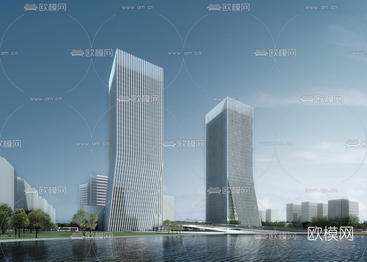 现代高层办公楼外观3d模型