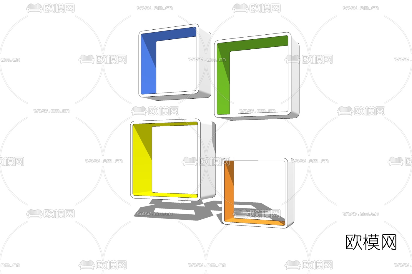 现代实木壁柜免费su模型下载