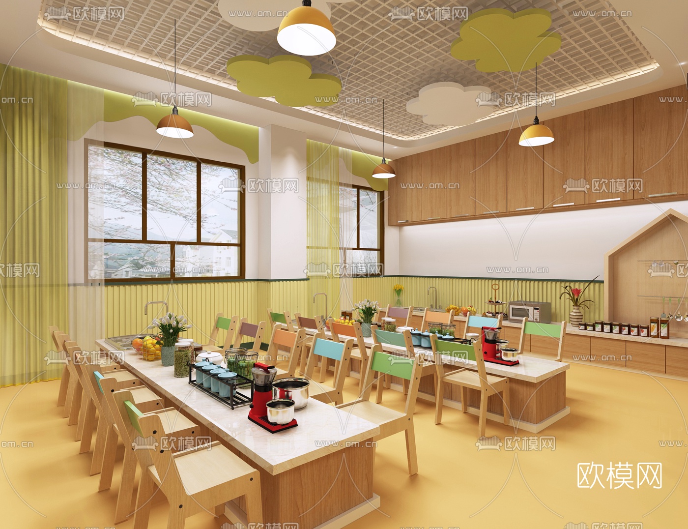 现代幼儿园烘焙室3d模型
