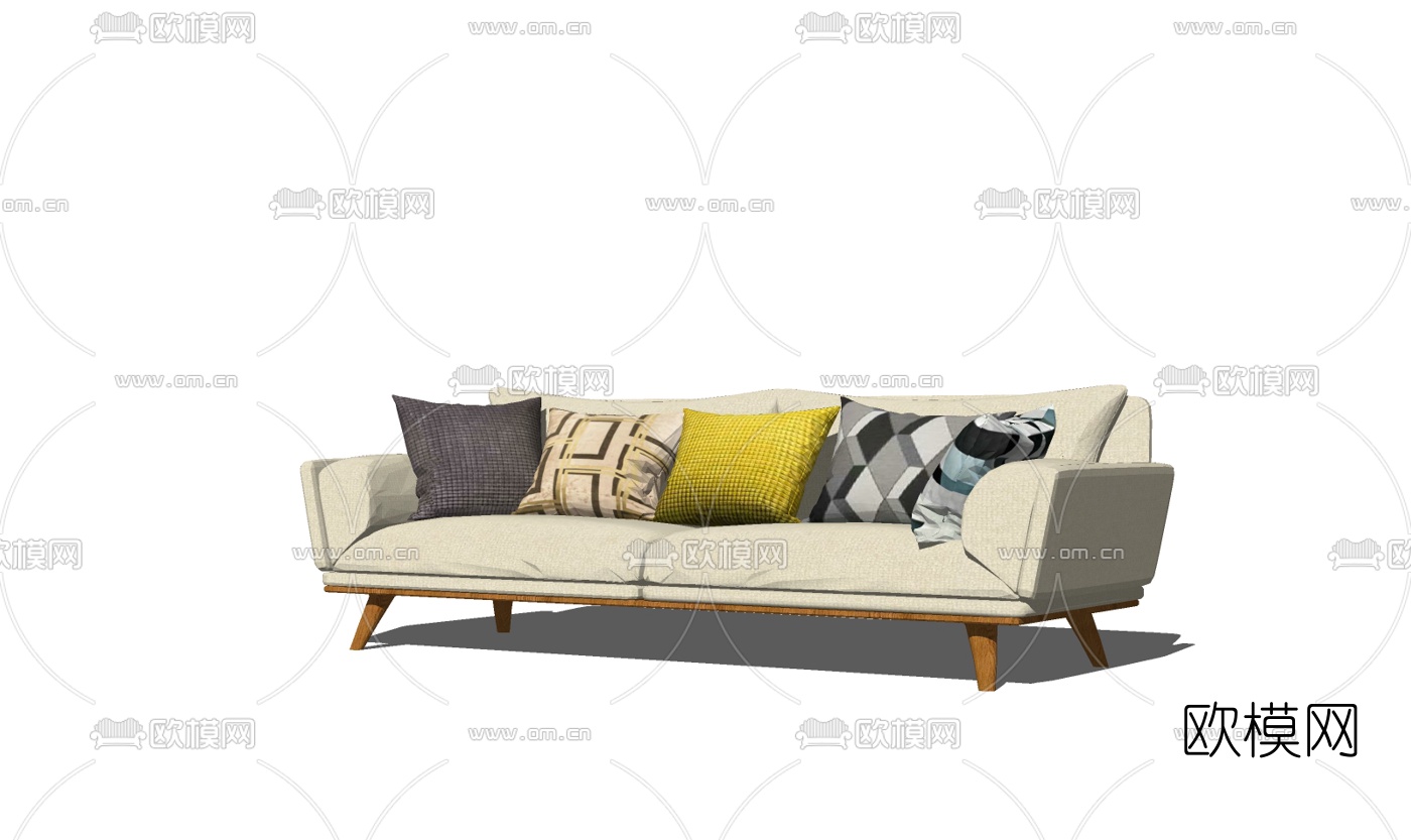 现代布艺多人沙发su模型下载
