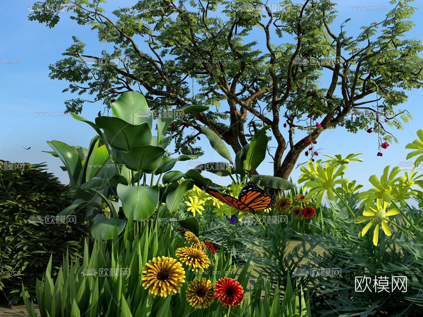 现代绿植花草3d模型
