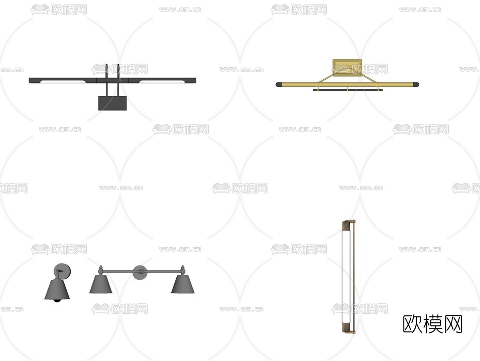 现代金属壁灯组合su模型下载