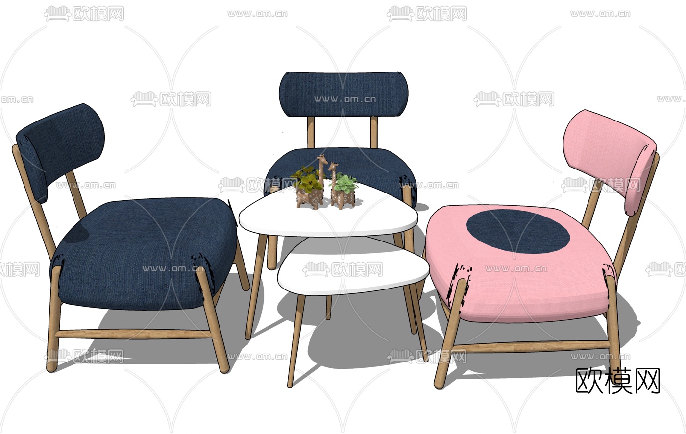 北欧休闲沙发桌椅su模型下载（渲染图1）
