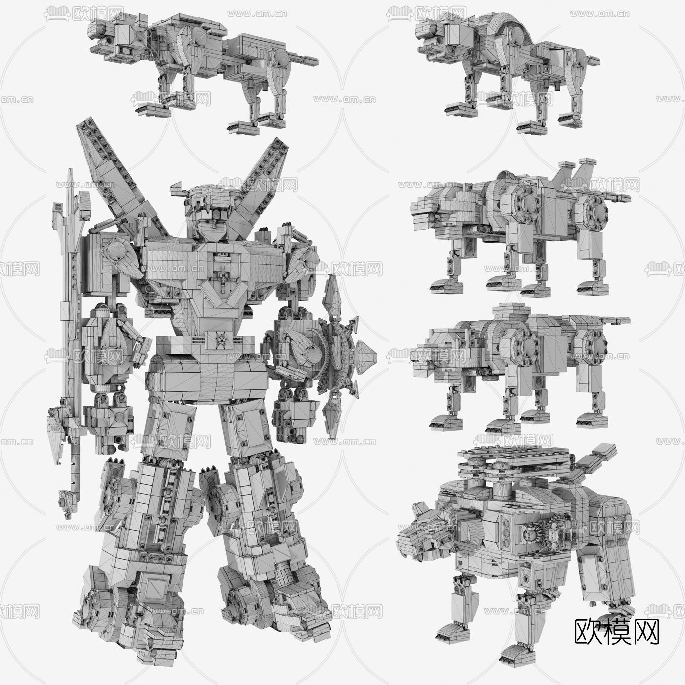 现代乐高变形金刚玩具3d模型下载（渲染图4）