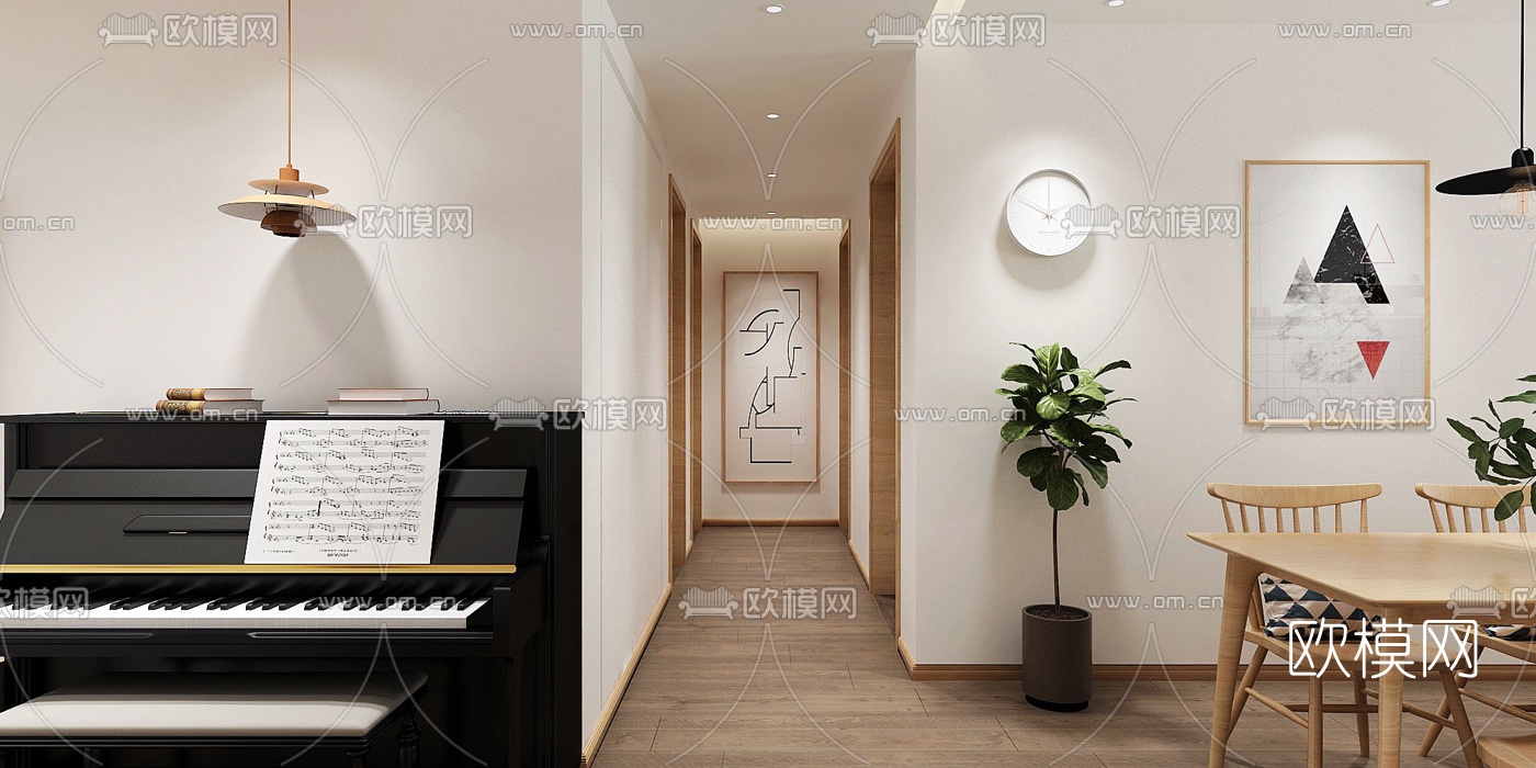 北欧客厅餐厅3d模型