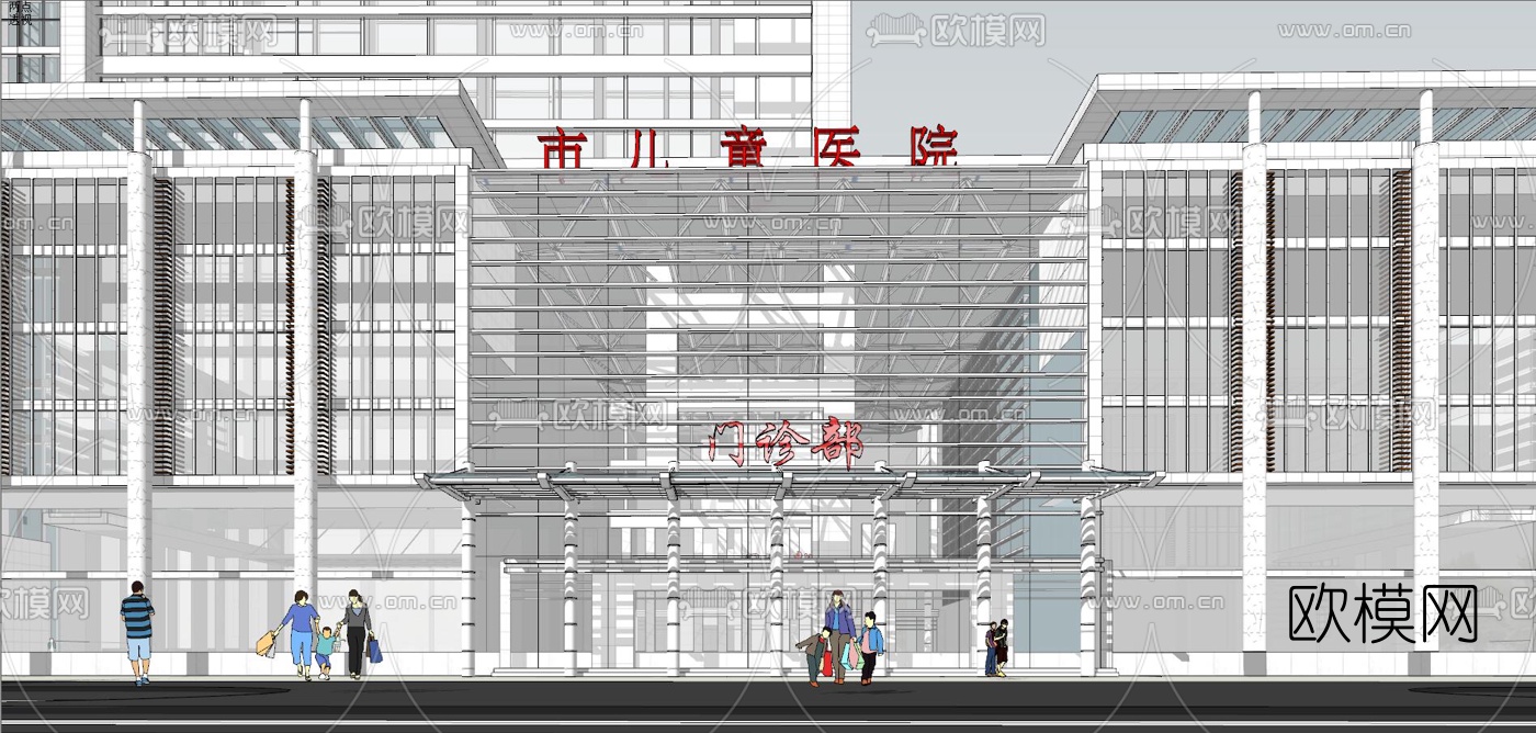 现代儿童医院su模型下载（渲染图5）