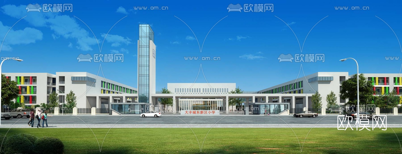 现代学校鸟瞰规划3d模型下载（渲染图2）
