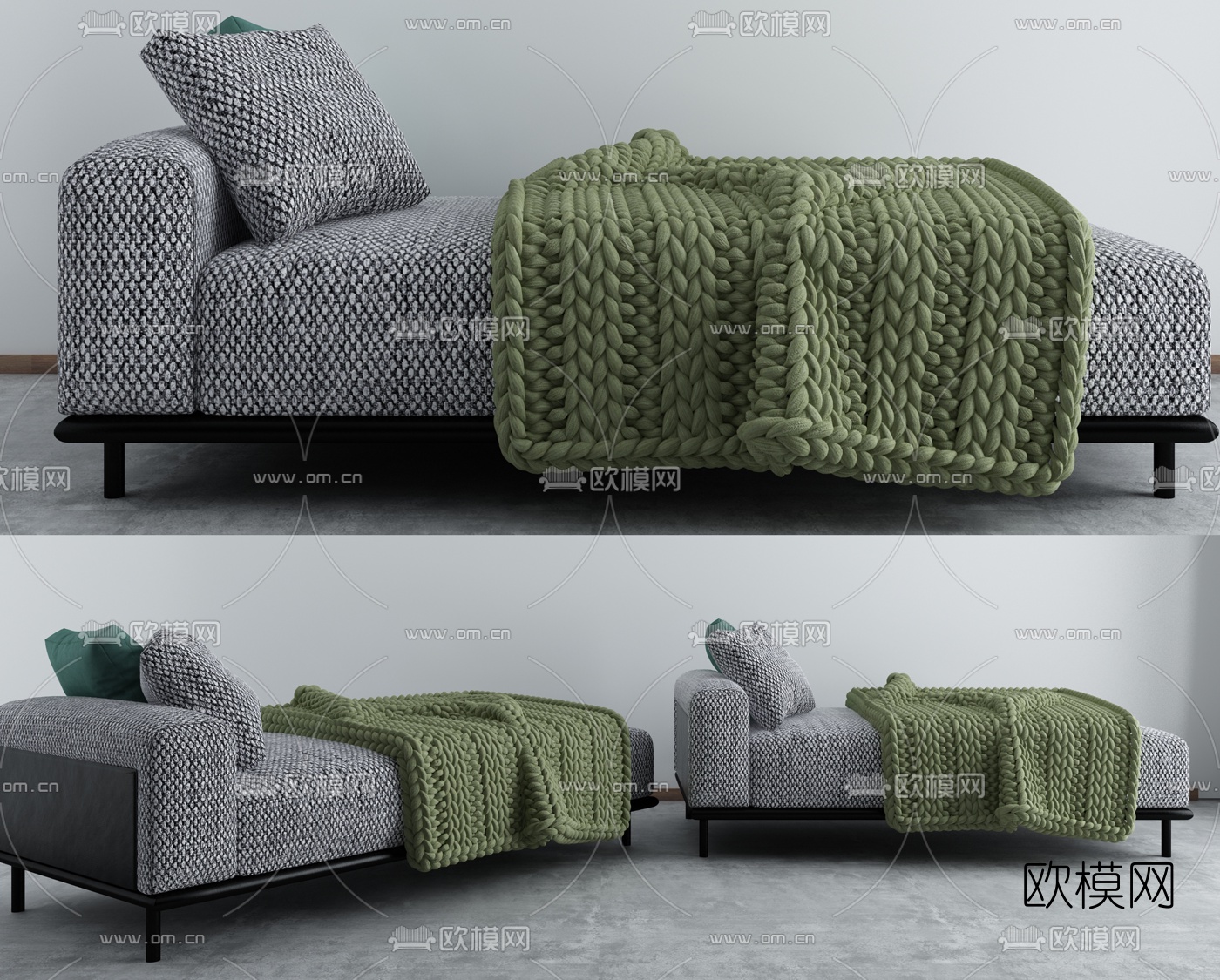 北欧布艺脚踏3d模型下载