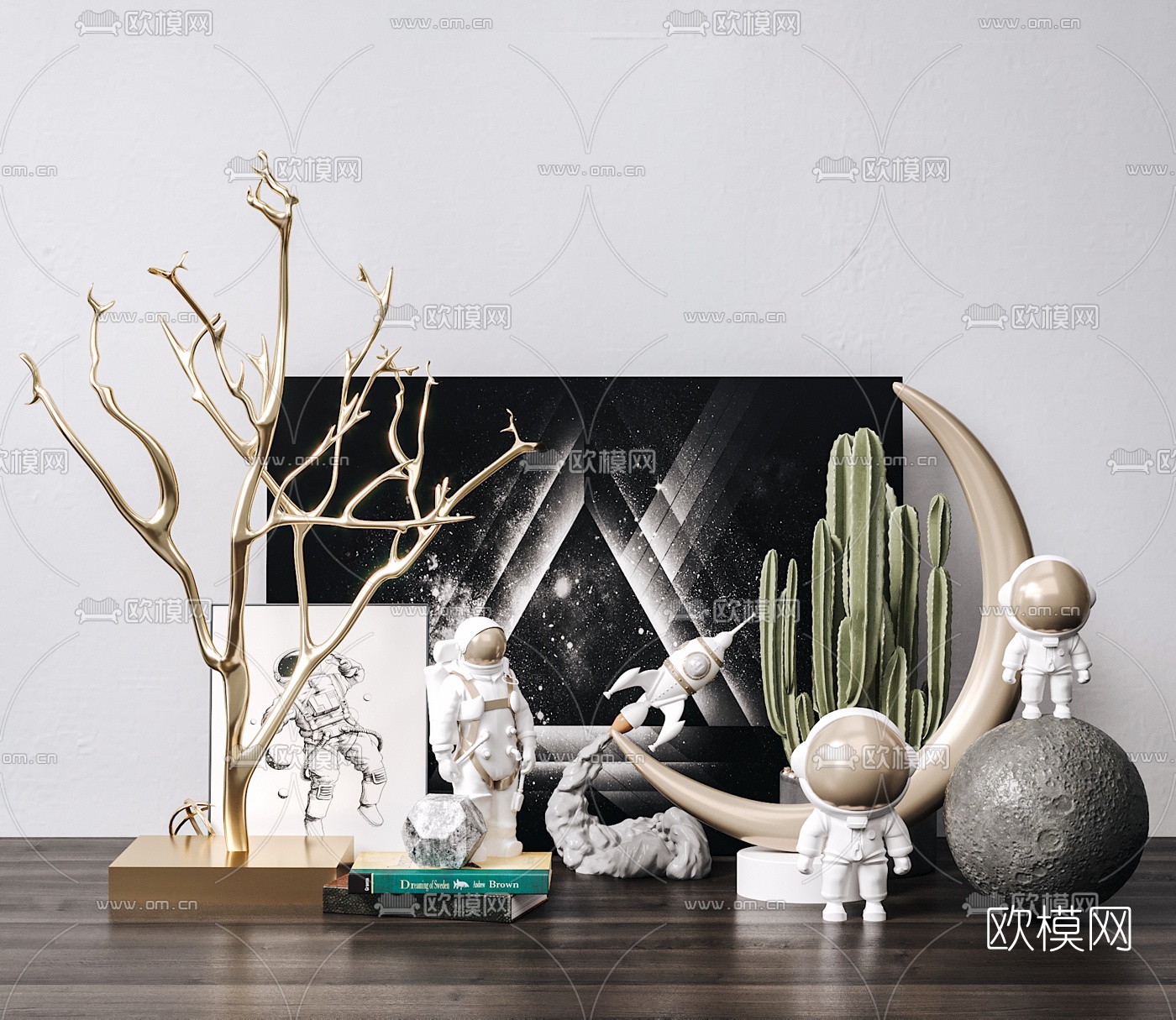 现代宇航员摆件组合3d模型