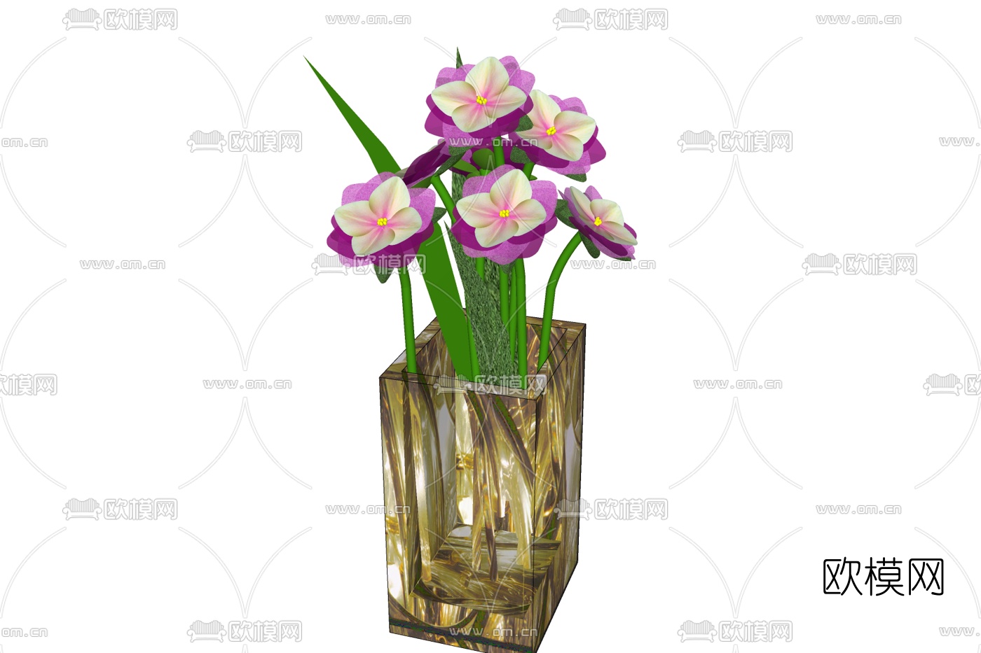 现代花卉花瓶免费su模型下载