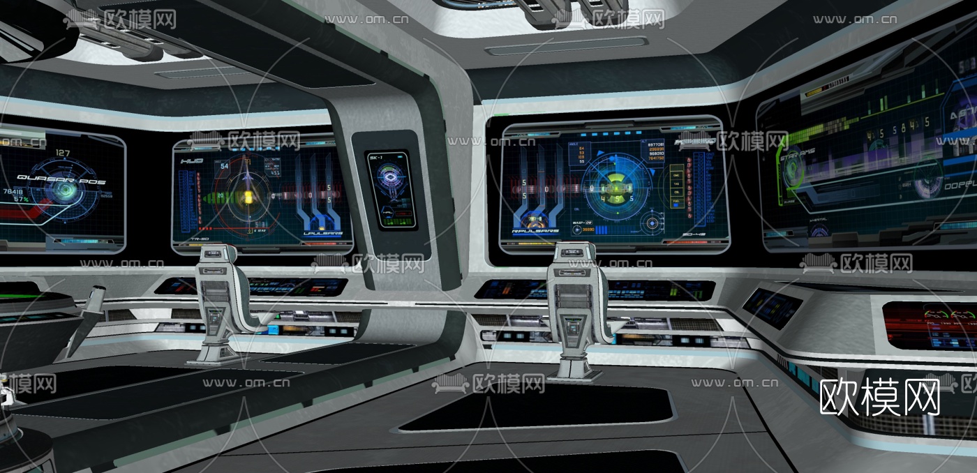 现代宇宙飞船监控室su模型下载（渲染图4）