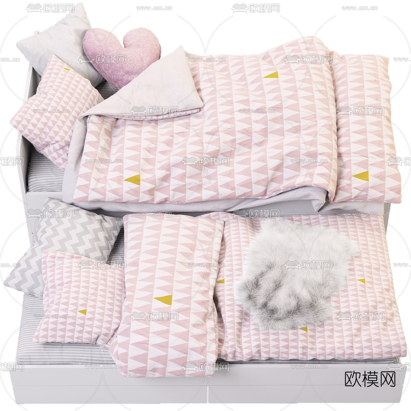 现代宜家多功能沙发床3d模型下载（渲染图2）