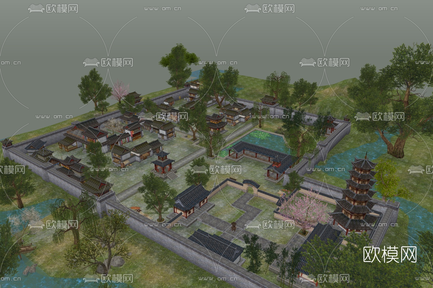 中式古建民房免费su模型下载