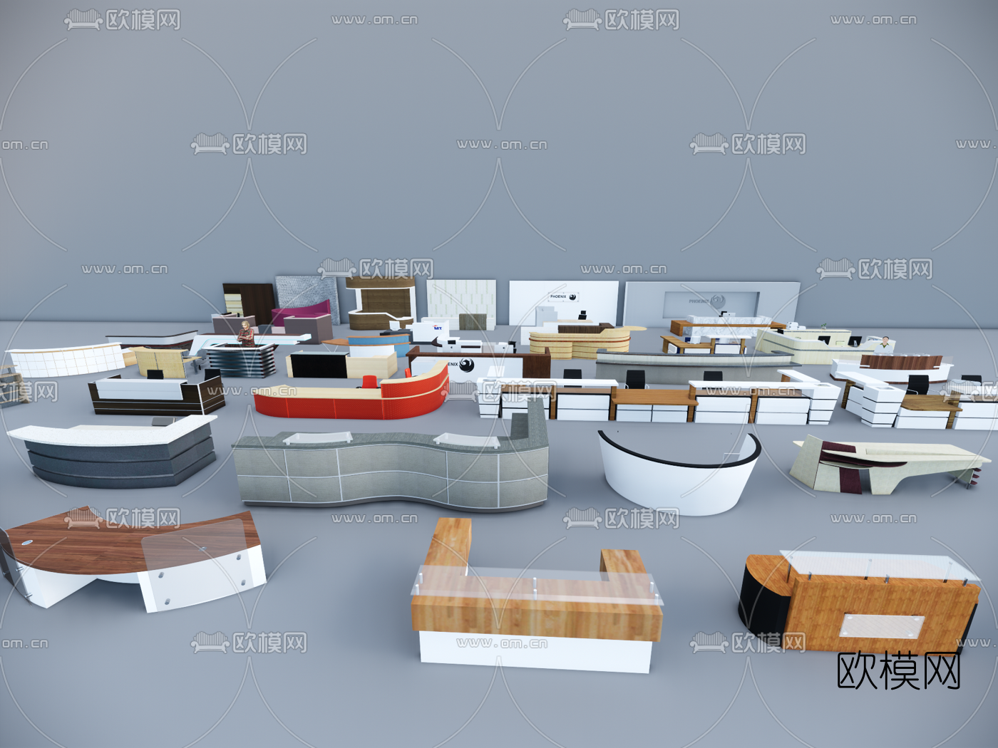 现代接待台组合su模型下载（渲染图3）