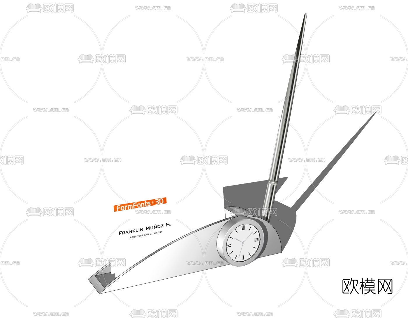现代笔架名片夹免费su模型下载