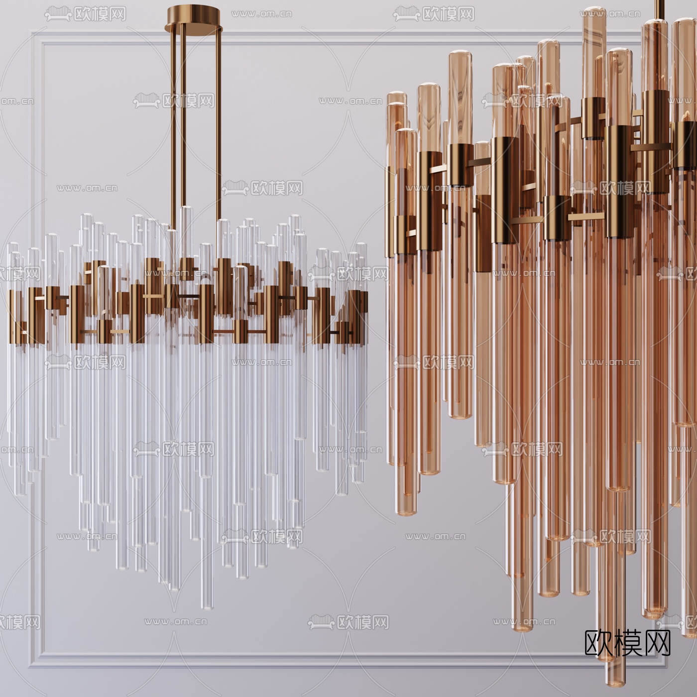 现代轻奢水晶吊灯3d模型下载