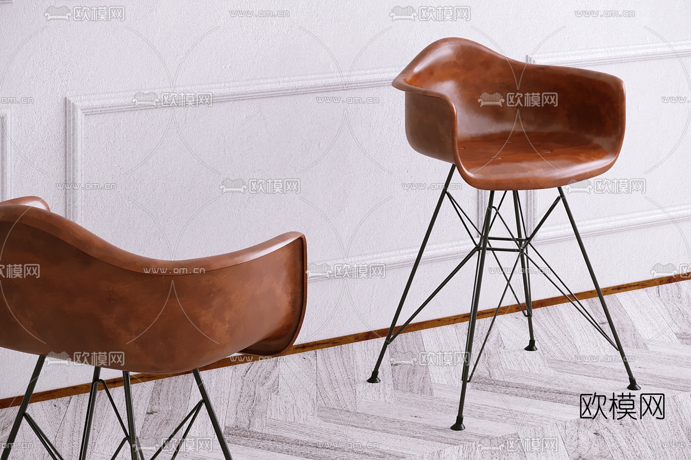 北欧吧台椅3d模型下载