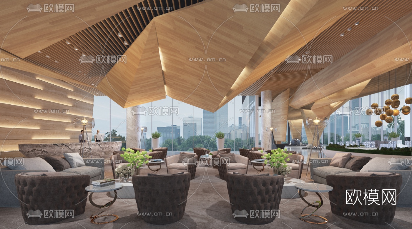 后现代售楼处大堂3d模型下载