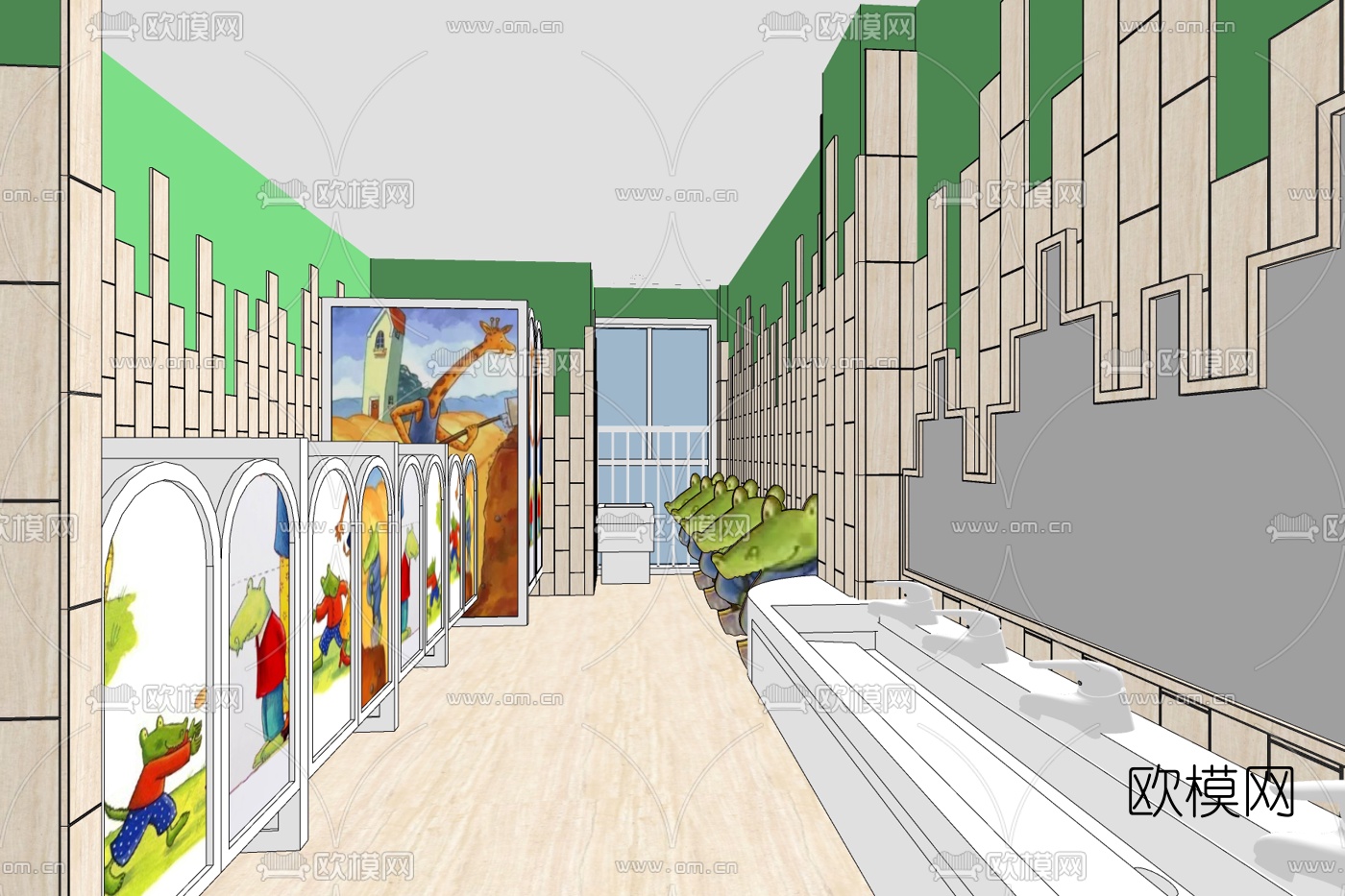 现代公共卫生间免费su模型下载