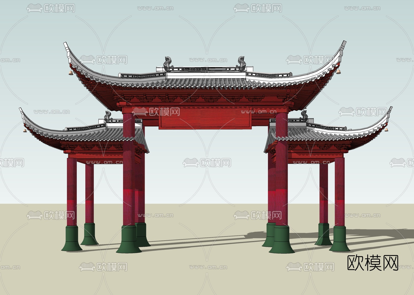 中式牌坊免费su模型下载