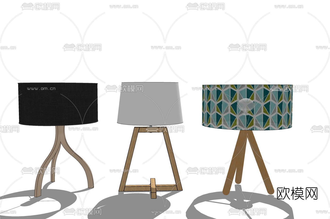 北欧实木台灯免费su模型下载