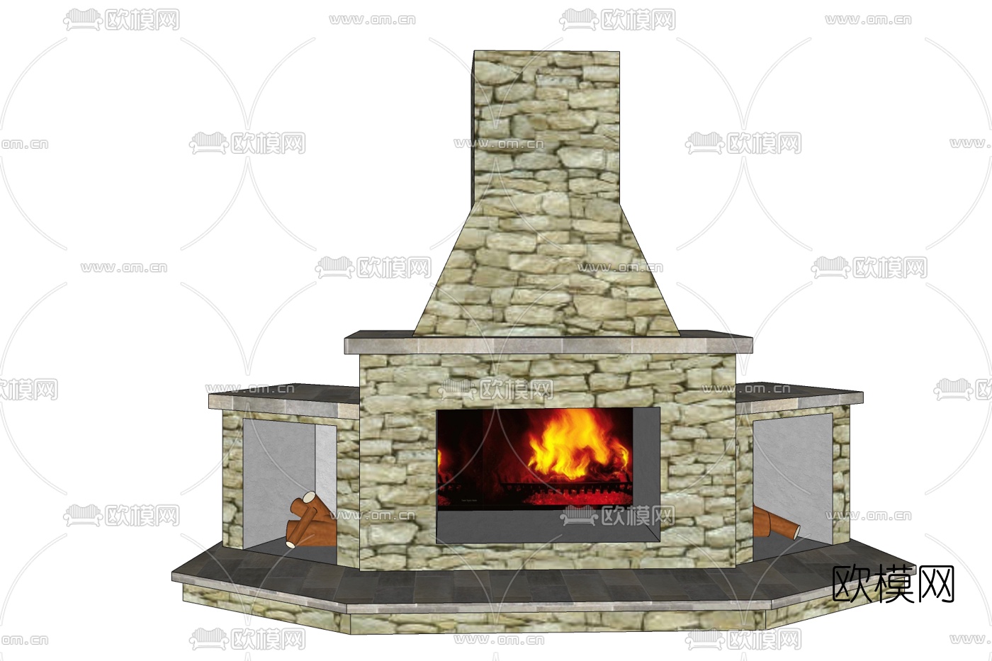 北欧壁炉免费su模型下载