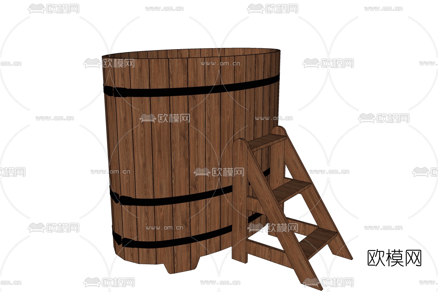 现代实木沐浴桶免费su模型下载