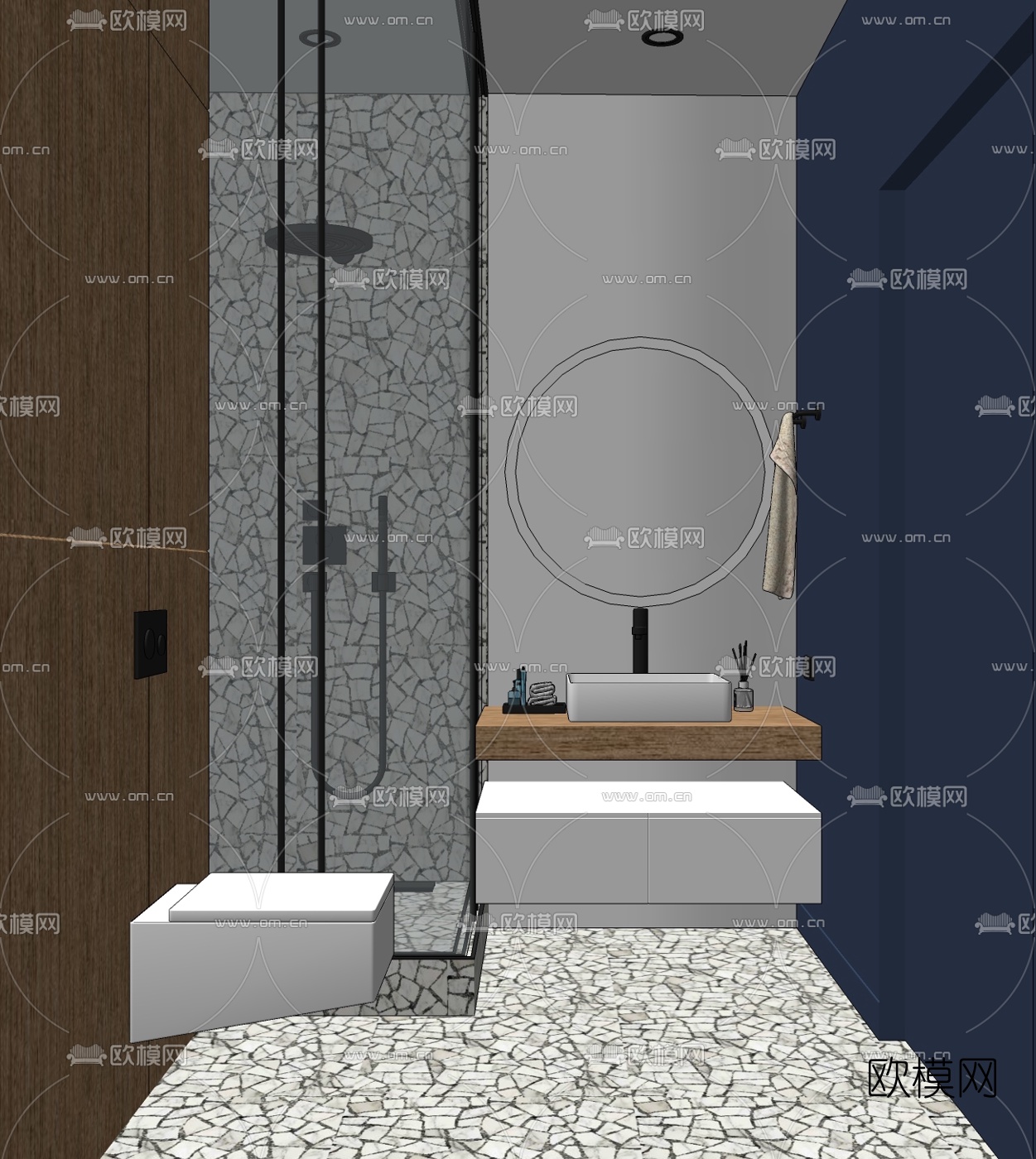 北欧卫生间浴室su模型下载