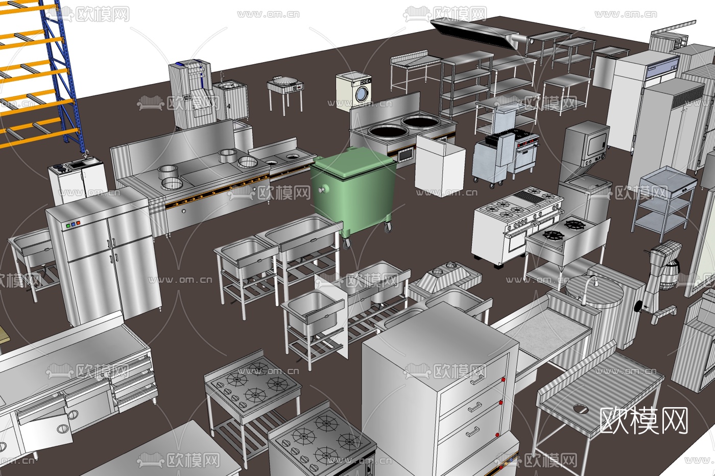 现代台盆橱柜组合免费su模型下载